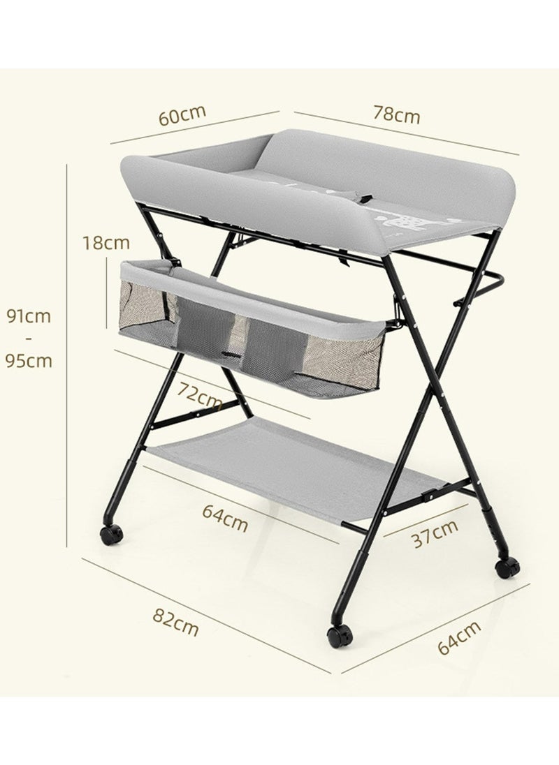 Meiyilan - Portable Foldable Baby Changing Table, Mobile Changing Table, Baby Care Mobile, Diaper Organizer, Portable Folding Adjustable Height Changing Table - Image 1