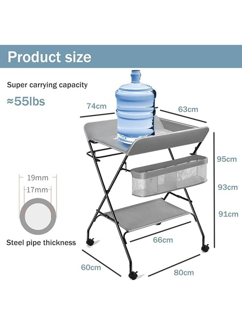 Meiyilan - Portable Foldable Baby Changing Table, Mobile Changing Table, Baby Care Mobile, Diaper Organizer, Portable Folding Adjustable Height Changing Table - Image 1