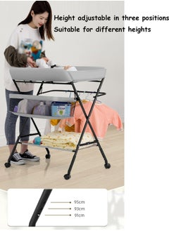 Meiyilan Portable Foldable Baby Changing Table, Mobile Changing Table, Baby Care Mobile, Diaper Organizer, Portable Folding Adjustable Height Changing Table  - Image 4