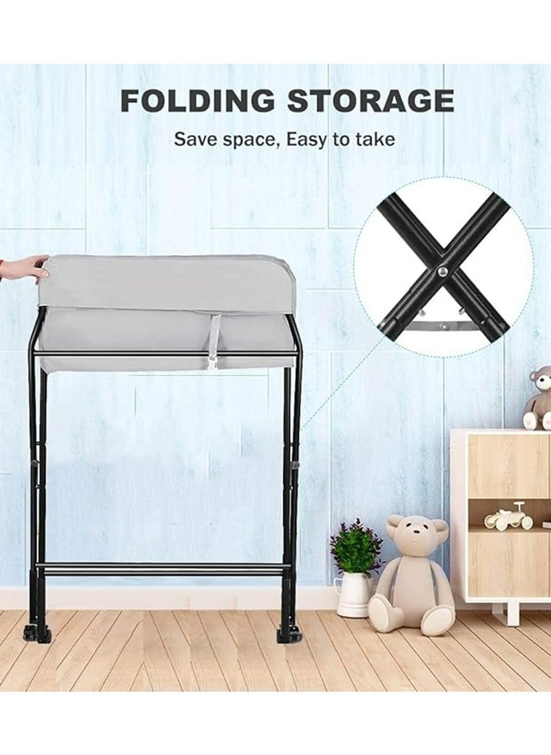 Meiyilan - Portable Foldable Baby Changing Table, Mobile Changing Table, Baby Care Mobile, Diaper Organizer, Portable Folding Adjustable Height Changing Table - Image 1