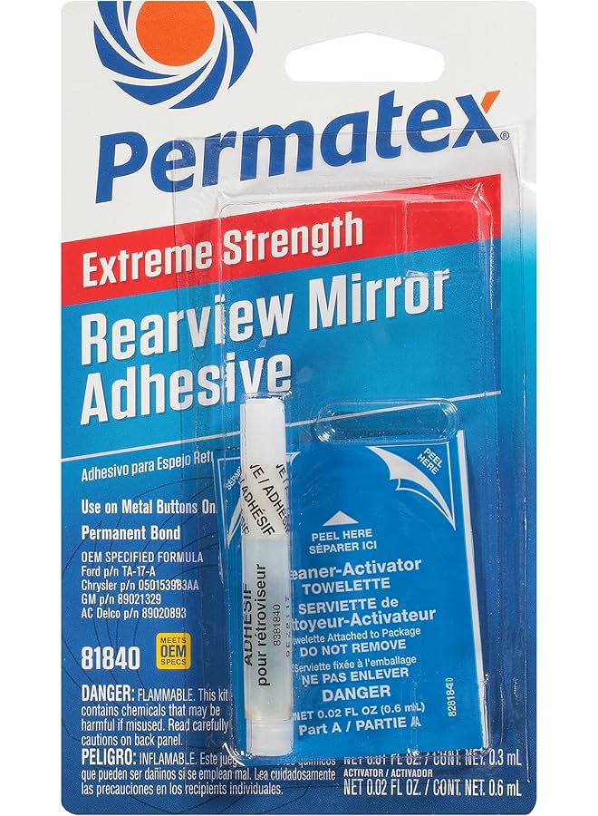 Permatex 81840 Extreme Rearview Mirror Professional Strength Adhesive Kit, White  - Image 1