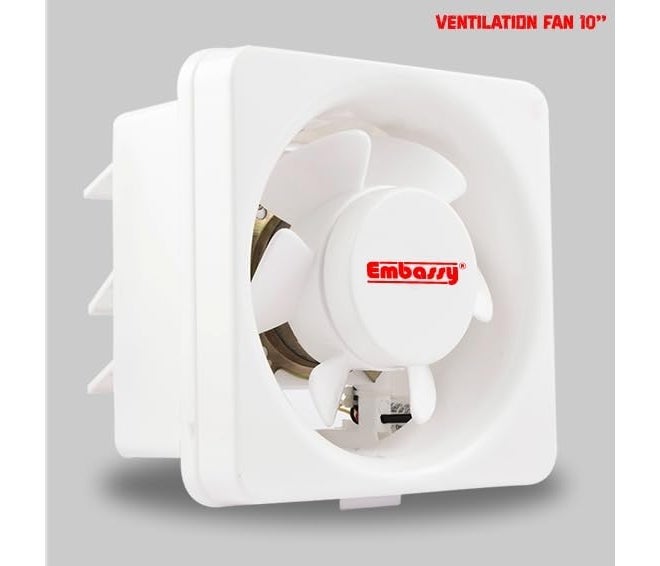 Embassy مروحة تهوية عالية الأداء 10 بوصة - ضوضاء منخفضة، تدفق هواء كبير، كفاءة في استهلاك الطاقة، محرك طويل العمر، مثالية للاستخدام في المنزل والمطبخ، ضمان لمدة 2 سنة - Image 2