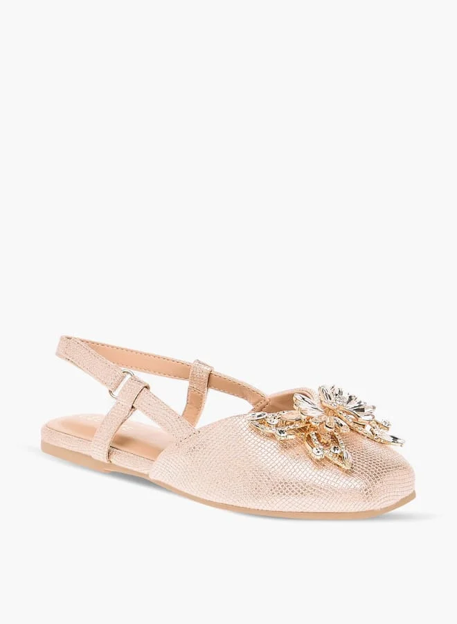 سيليست Girls Butterfly Embellished Sandals With Hook And Loop Closure