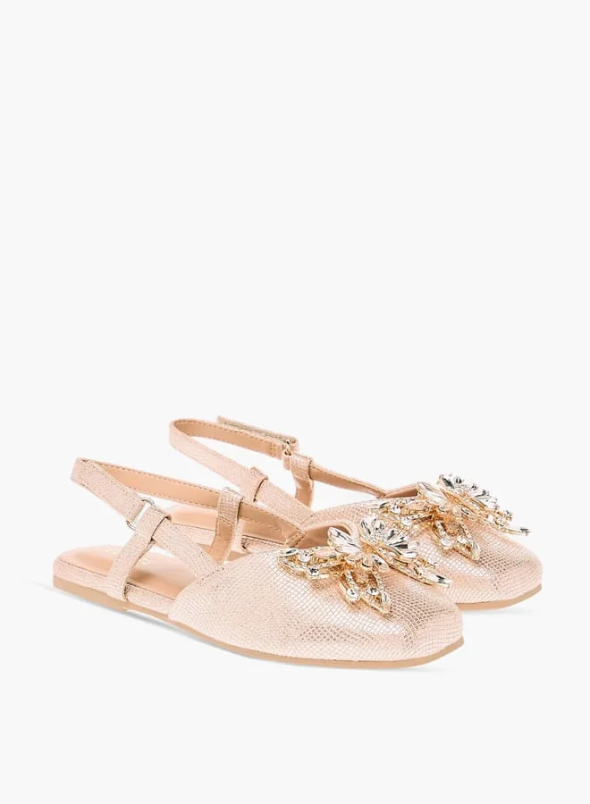 سيليست Girls Butterfly Embellished Sandals With Hook And Loop Closure