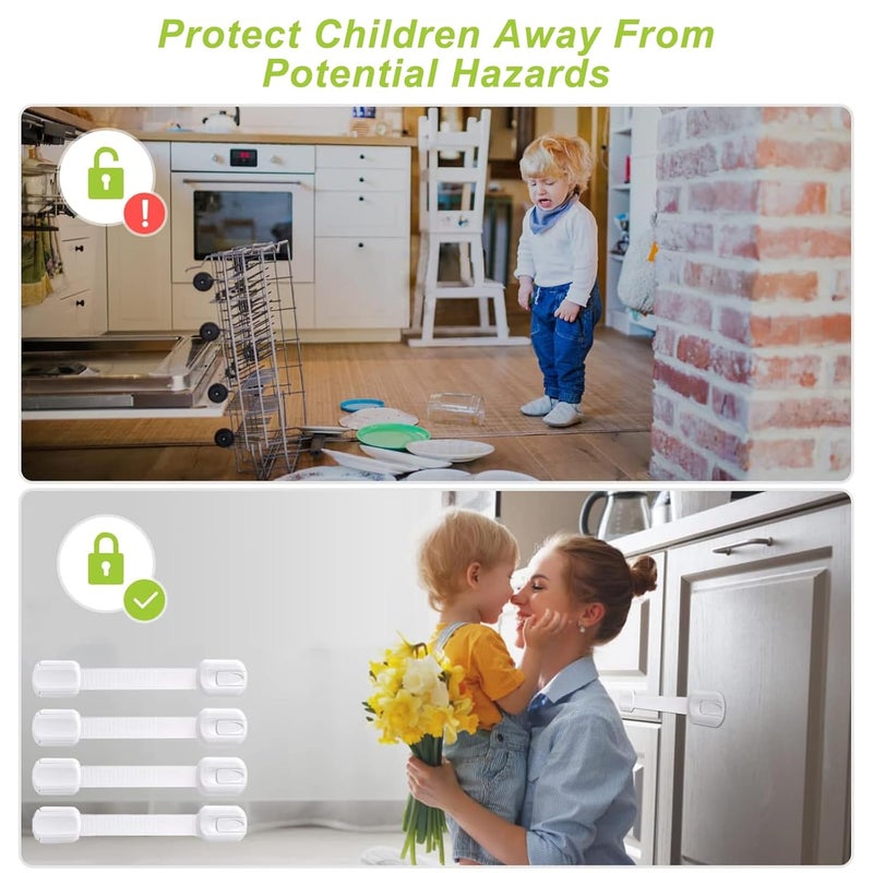 Matenf Child Proof Cabinet Locks 4 Packs Baby Toddlers Locks for Drawers Refrigerator Safety Latches for Kids Pets Durable Safe ABS Material Strong Adhesive No Drill Tool Needed Easy to Use - Image 2