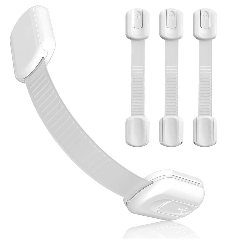 Matenf Child Proof Cabinet Locks 4 Packs Baby Toddlers Locks for Drawers Refrigerator Safety Latches for Kids Pets Durable Safe ABS Material Strong Adhesive No Drill Tool Needed Easy to Use - Image 1
