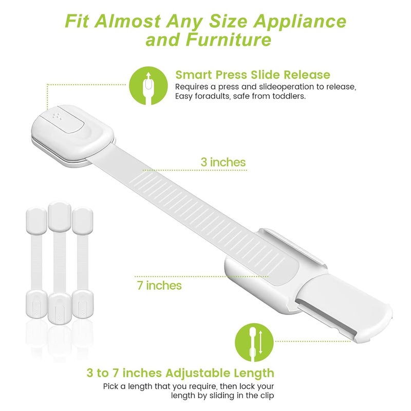 Matenf Child Proof Cabinet Locks 4 Packs Baby Toddlers Locks for Drawers Refrigerator Safety Latches for Kids Pets Durable Safe ABS Material Strong Adhesive No Drill Tool Needed Easy to Use - Image 4