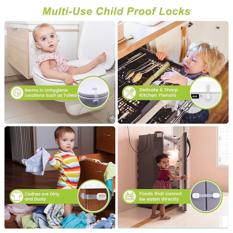 Matenf Child Proof Cabinet Locks 4 Packs Baby Toddlers Locks for Drawers Refrigerator Safety Latches for Kids Pets Durable Safe ABS Material Strong Adhesive No Drill Tool Needed Easy to Use - Image 5