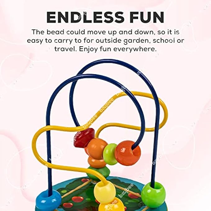 WOODEN BEADS MAZE ROLLER COASTER PUZZLE GAME KIDS TOYS, WOODEN TOY WITH SHAPES COLOR RECOGNITION ROLLING BEADS, ABACUS LEARNING ACTIVITY CENTER EDUCATIONAL BABY TOY PUZZLE FOR KIDS 3+YEARS - Image 5