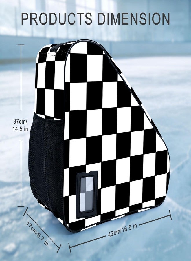 Bzocm Checkered Skate Bag For Ice Roller Inline Skates With Adjustable Shoulder Strap Fit Women Men Adults - Image 2