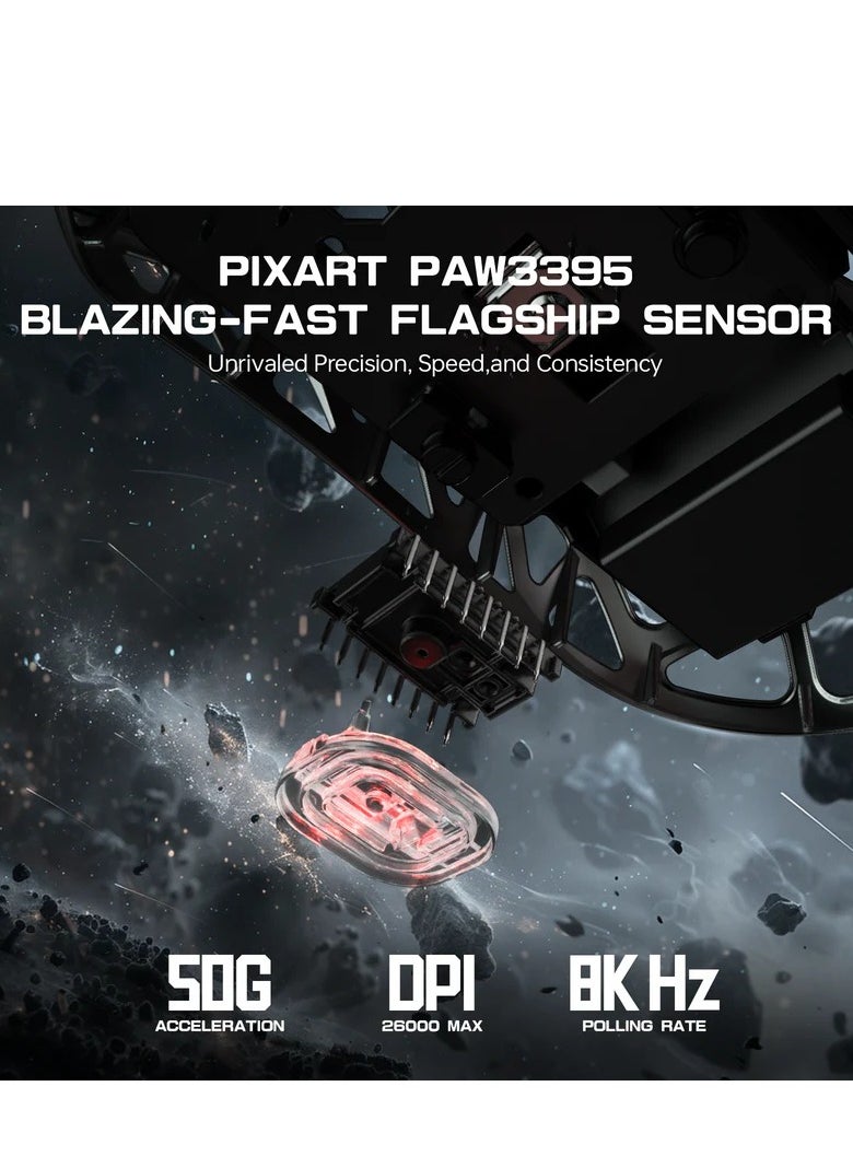 Attack Shark - R3 46g Superlight Magnesium Alloy Wireless Gaming Mouse, BT/2.4Ghz/Wired Computer Mouse, 8000Hz Wireless Polling Rate, PAW3395 26K DPI Optical Sensor Programmable Mice for Win/Mac(Black) - Image 1