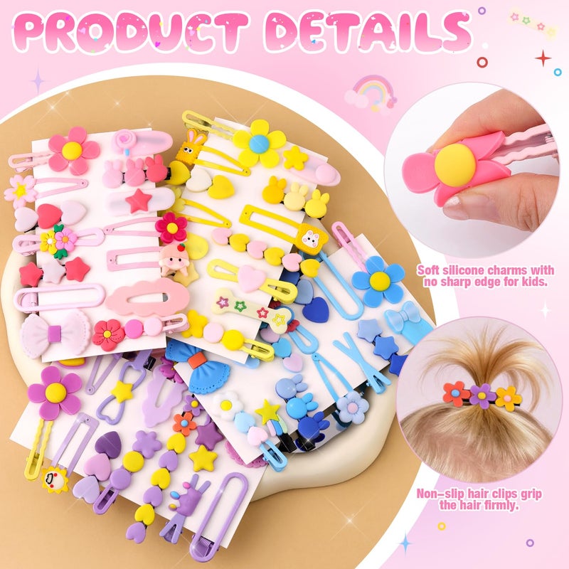 GA&EN 56 PCS Cute Hair Clips for Girls|Toddler Hair Accessories Candy Hair Clips Colorful Barrettes, Rainbow Flower Fruit Fun Hair Clip for Toddler Girls Kids Baby, Kawaii Barrettes Little Hair Accessories - Image 5