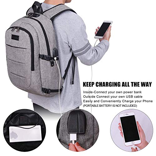 Tzowla Travel Laptop Backpack Water Resistant Anti-Theft Bag with USB Charging Port and Lock 17.3 Inch Computer Business Backpacks for Women Men Gift,Bookbag Casual Hiking Daypack - Image 3