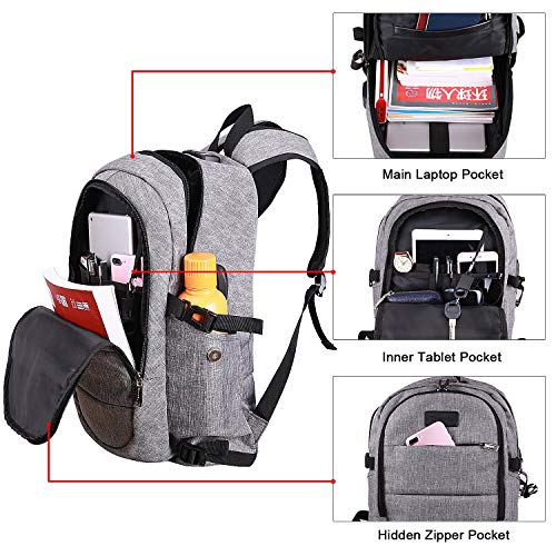 Tzowla Travel Laptop Backpack Water Resistant Anti-Theft Bag with USB Charging Port and Lock 17.3 Inch Computer Business Backpacks for Women Men Gift,Bookbag Casual Hiking Daypack - Image 5