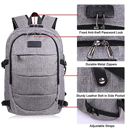 Tzowla Travel Laptop Backpack Water Resistant Anti-Theft Bag with USB Charging Port and Lock 17.3 Inch Computer Business Backpacks for Women Men Gift,Bookbag Casual Hiking Daypack - Image 4