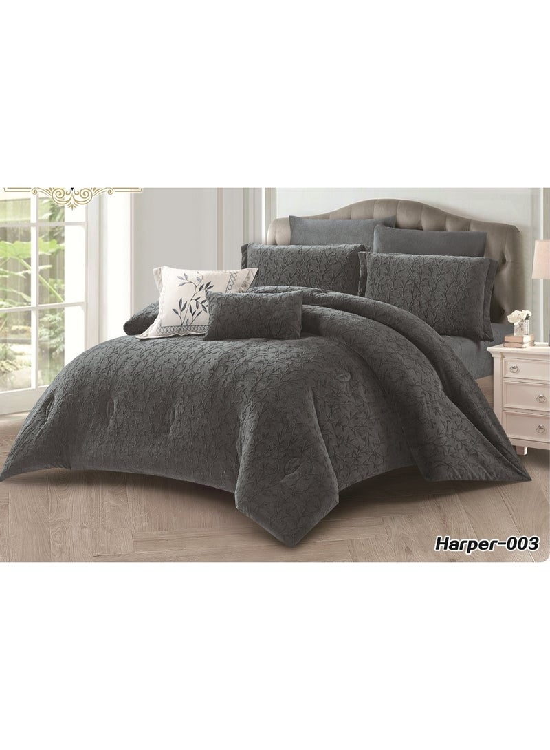 Moon Luxury 8-piece winter duvet set, patterned, one side velvet, one side soft faux fur - Image 3