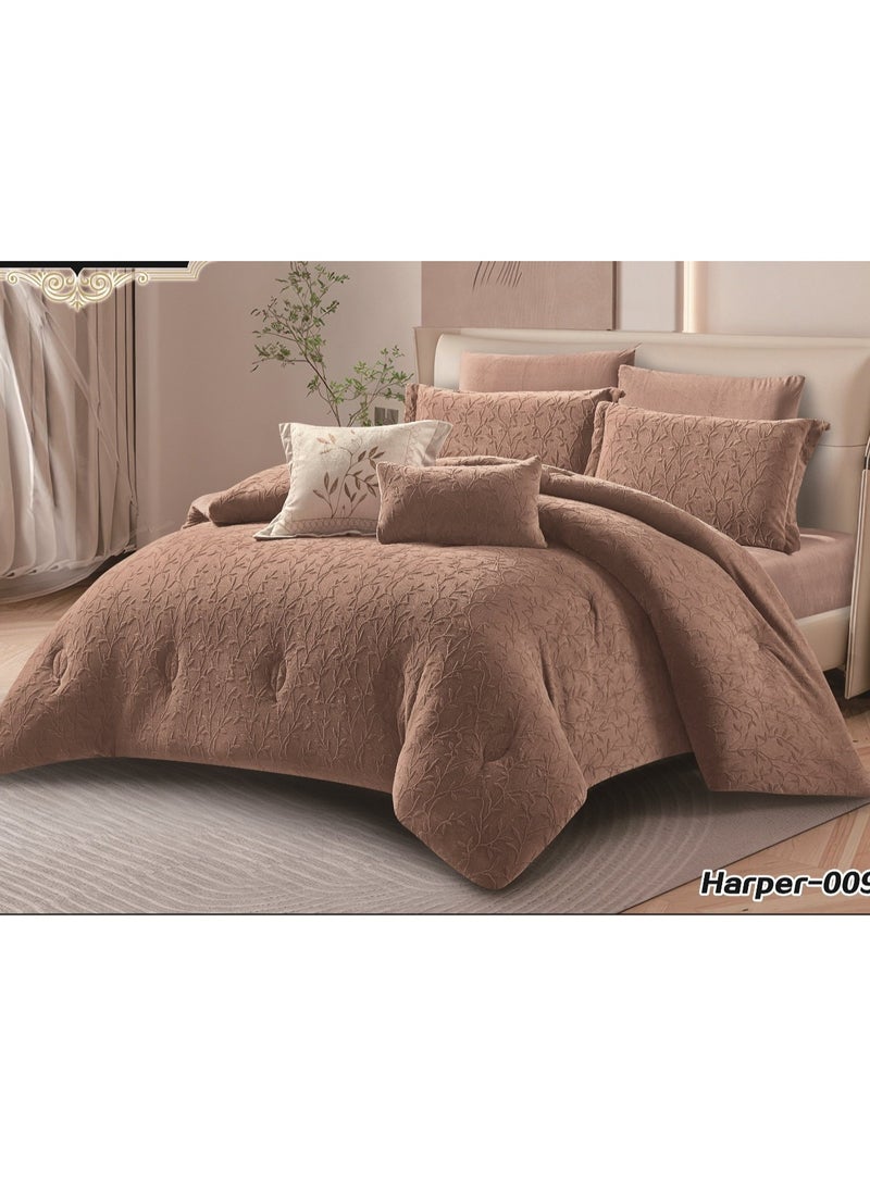 Moon Luxury 8-piece winter duvet set, patterned, one side velvet, one side soft faux fur - Image 5