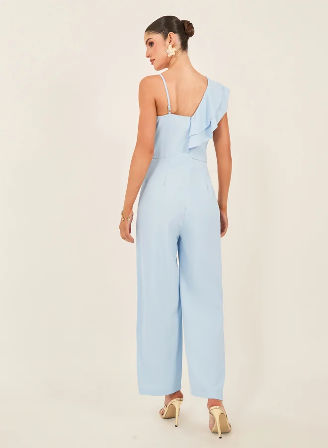 Styli Wide Leg Ruffled Detail Jumpsuit
