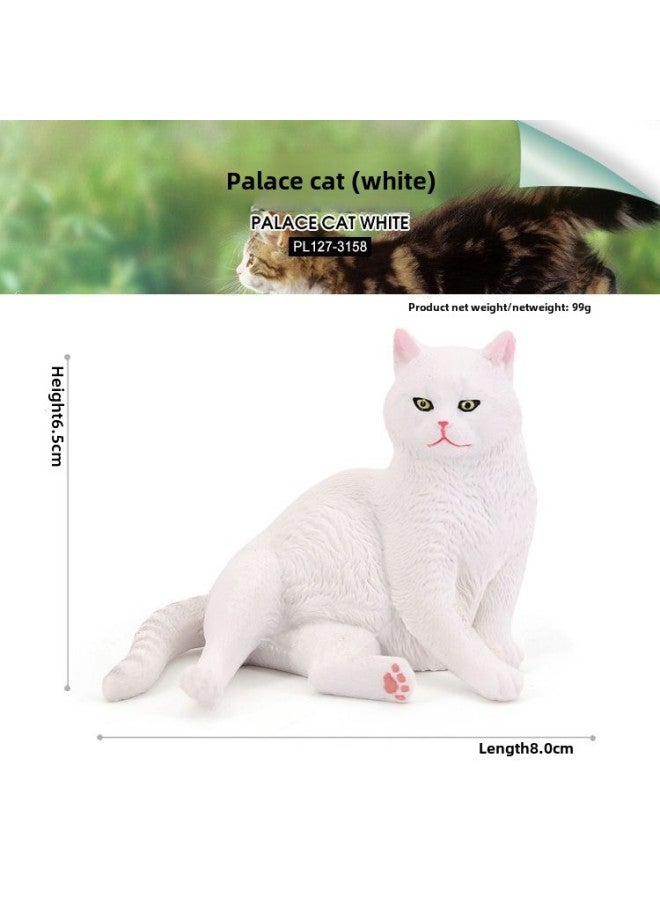 Children's Cognitive Simulation Solid Cat Animal Model Pet Cat Short Hair Cat Persian Cat Orange Cat Toy Ornaments-Color:PL127-3158 White Cat  - Image 1