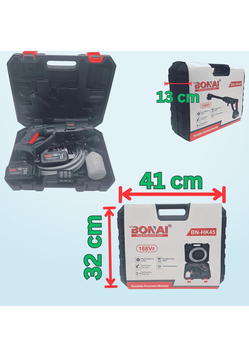 BONAI - 168Vf Cordless Electric Pressure Washer with 2pcs Large Capacity Battery Ideal for Washing Cars and More - Image 1