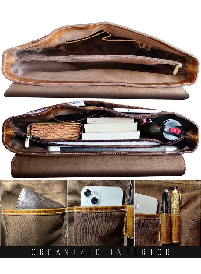 Rustic Town RUSTIC TOWN Leather Laptop Bag for Men - 16" Messenger Crossbody Briefcase Bag - Ideal for Office, College, & Travel - Durable Shoulder Bag - Gift for Men  - Image 4