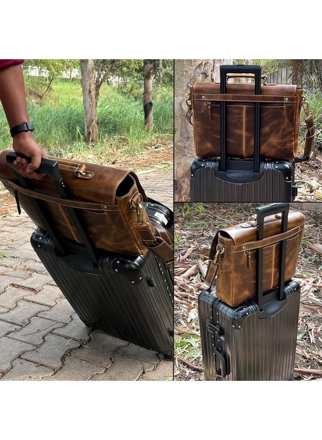 Rustic Town RUSTIC TOWN Leather Laptop Bag for Men - 16" Messenger Crossbody Briefcase Bag - Ideal for Office, College, & Travel - Durable Shoulder Bag - Gift for Men  - Image 5