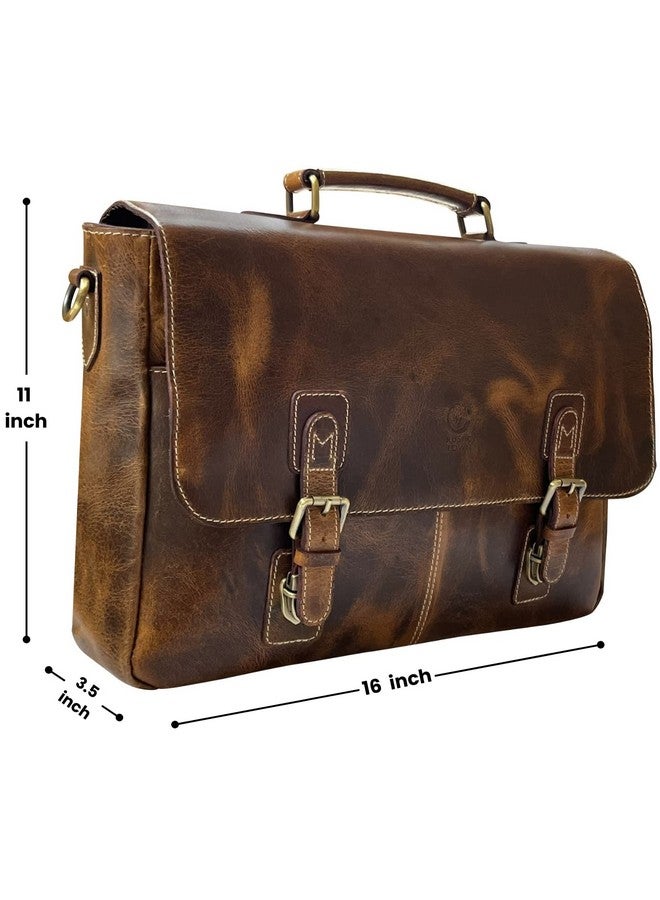 Rustic Town RUSTIC TOWN Leather Laptop Bag for Men - 16" Messenger Crossbody Briefcase Bag - Ideal for Office, College, & Travel - Durable Shoulder Bag - Gift for Men  - Image 2