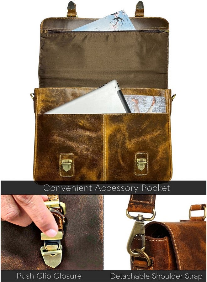 Rustic Town RUSTIC TOWN Leather Laptop Bag for Men - 16" Messenger Crossbody Briefcase Bag - Ideal for Office, College, & Travel - Durable Shoulder Bag - Gift for Men  - Image 3