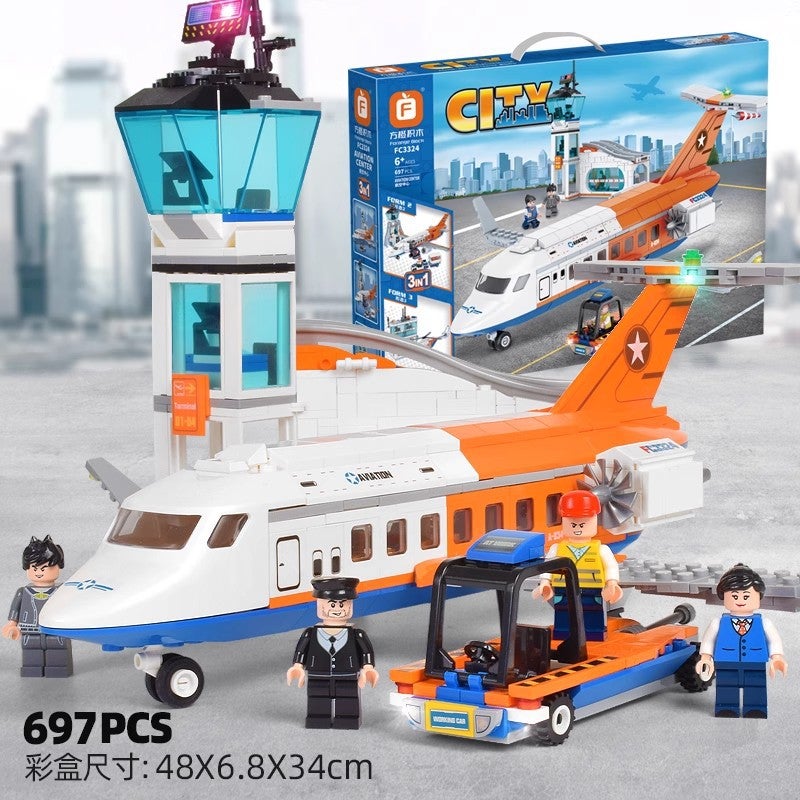 Square Orange Building Blocks 3322 City Series Police Station Aviation Center Fire Force Children'S Toy Small Particle Puzzle - Image 4