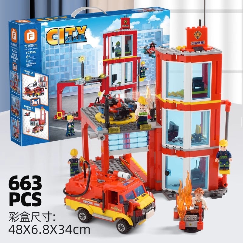 Square Orange Building Blocks 3322 City Series Police Station Aviation Center Fire Force Children'S Toy Small Particle Puzzle - Image 5