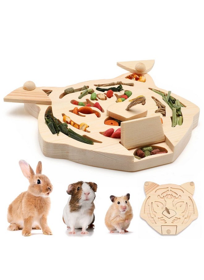 Sieral Sieral Wooden Enrichment Foraging Toy for Small Pet 7.7''x 7.1'' Interactive Hide Treats Puzzle Rabbit Small Animal Mental Stimulation Boredom Toys for Guinea Pig Hamster Bunny Rat Chinchilla  - Image 1