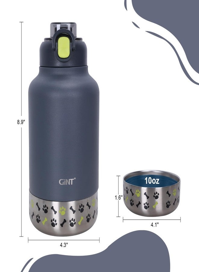 GiNT 37oz Insulated Stainless Steel Dog & Human Water Bottle | Leakproof Travel Dispenser with Detachable 10oz Bowl, 24H Cold/12H Hot, Carrying Case for Walking, Hiking, Camping & Outdoor Travel - Image 3
