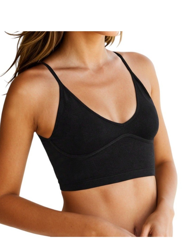 Women's Strappy Seamless Bralette in Black - Image 1