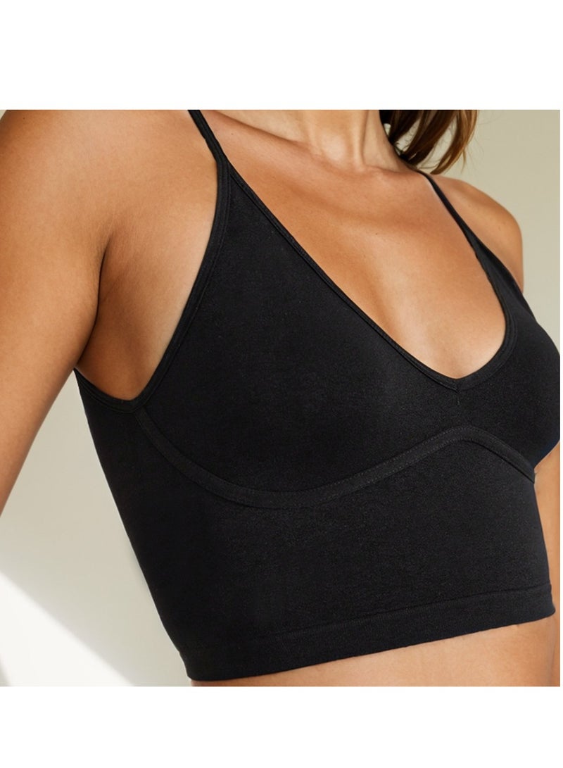 Women's Strappy Seamless Bralette in Black - Image 2