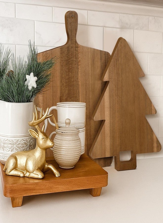 Vesici 2 Pcs Christmas Cutting Board Acacia Christmas Tree Charcuterie Board Xmas Kitchen Decoration Platter Dessert Fruit Tray for Kitchen Cutting Farmhouse Table Gifts - Image 4