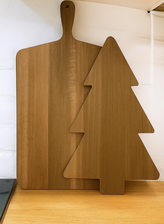 Vesici 2 Pcs Christmas Cutting Board Acacia Christmas Tree Charcuterie Board Xmas Kitchen Decoration Platter Dessert Fruit Tray for Kitchen Cutting Farmhouse Table Gifts - Image 1