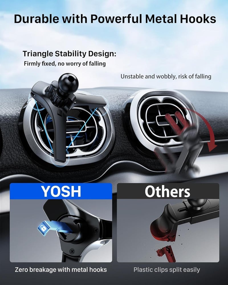 YOSH Smartphone Holder for Round Ventilation, Compatible with Mercedes-Benz A/B/C/V Class, Sprinter, Stable Triangle Hooks Car Smartphone Holder for iPhone Samsung Pixel Mercedes-Benz - Image 2