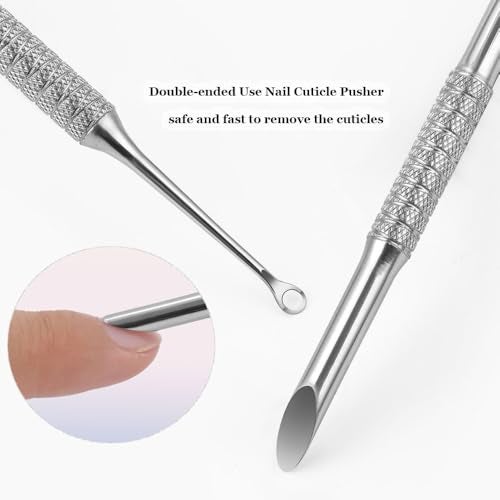 KACHIMOO Cuticle Pusher with 2 Ends,Pre-treatment Cuticle Pusher Cuticle Remover with Sandpaper Sheets,Nail Art Dead Skin Removing Manicure Tool (1 Cuticle Pusher+5 Sandpaper Sheets) - Image 4