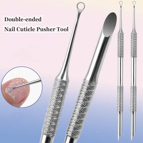 KACHIMOO Cuticle Pusher with 2 Ends,Pre-treatment Cuticle Pusher Cuticle Remover with Sandpaper Sheets,Nail Art Dead Skin Removing Manicure Tool (1 Cuticle Pusher+5 Sandpaper Sheets) - Image 2