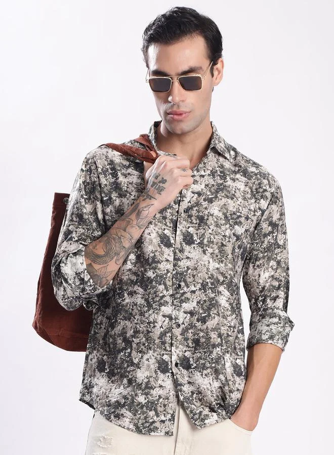 Styli Men All Over Print Slim Fit Shirt By Bene Kleed