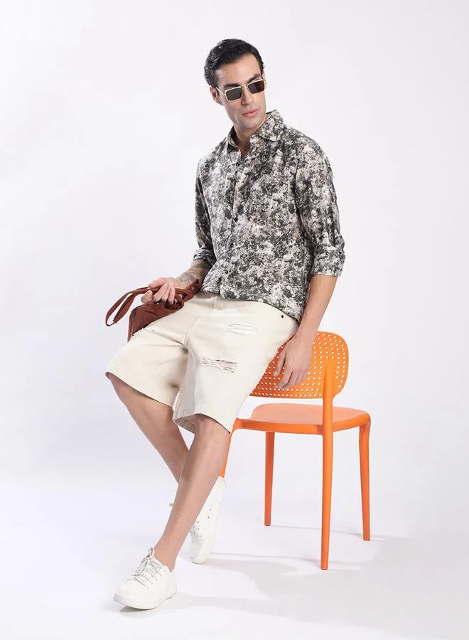 Styli Men All Over Print Slim Fit Shirt By Bene Kleed