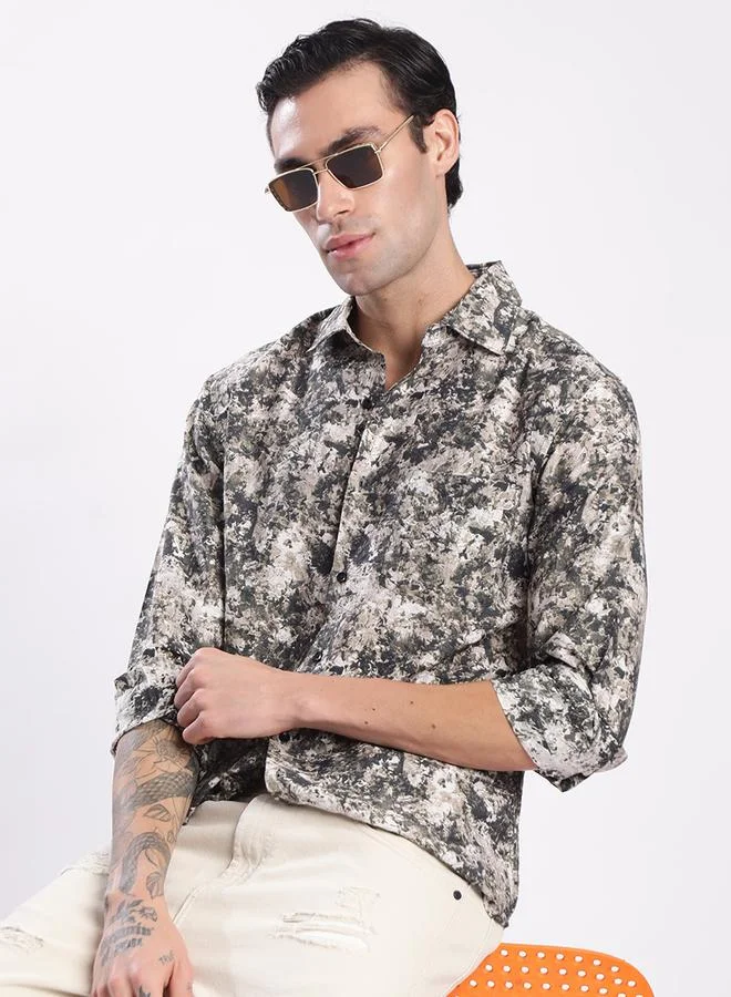 Styli Men All Over Print Slim Fit Shirt By Bene Kleed