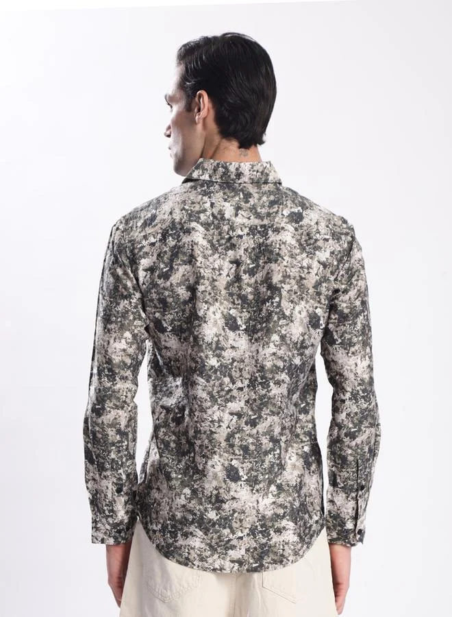 Styli Men All Over Print Slim Fit Shirt By Bene Kleed