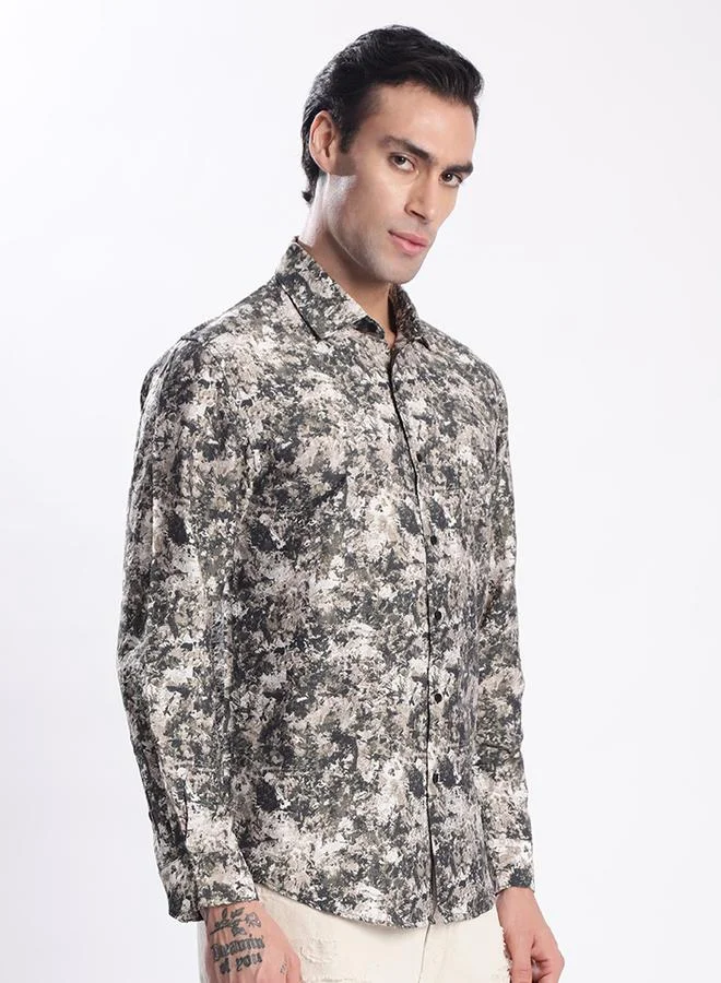 Styli Men All Over Print Slim Fit Shirt By Bene Kleed
