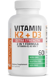 Bronson Bronson Vitamin K2 + D3 Extra Strength 60 Capsules  - Image 1