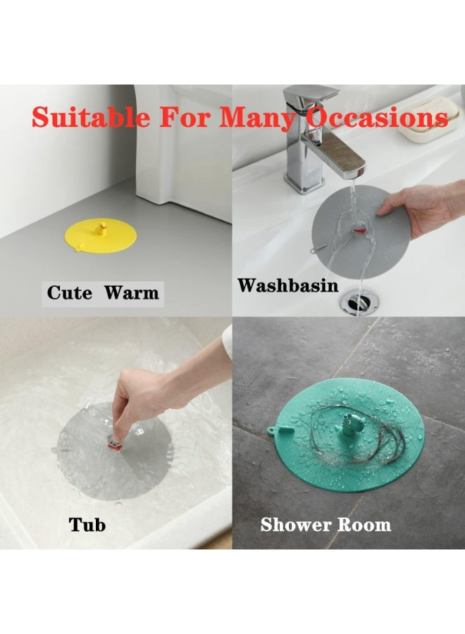 Bathtub Drain Cover Tub Stopper-Cute Silicone Floor Drain Cover for Bathroom, Bath Tub Drain Plug for Shower Floor, Kitchen Sink Drain Stoppers - Image 2