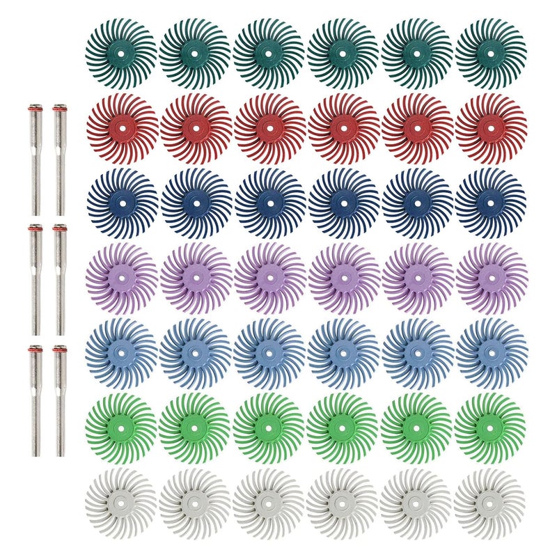 FPPO 42pcs 1 Inch Radial Bristle Disc Kit with 3mm Shank for Rotary Tools,Detail Abrasive Wheel for Jewelry Wood Metal Polishing, Bristle Wheel with Grit 80-2500 - Image 1