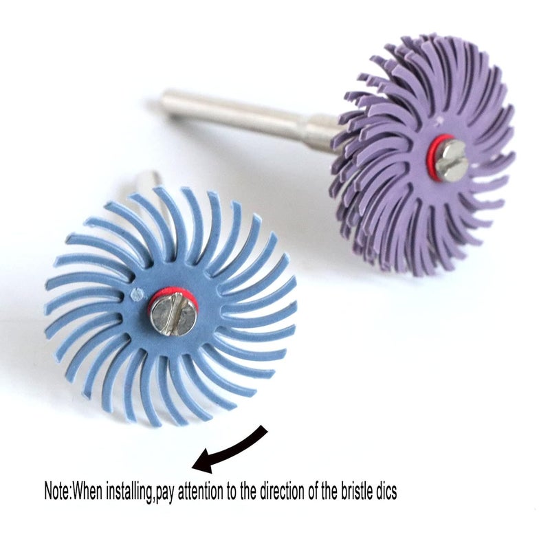FPPO 42pcs 1 Inch Radial Bristle Disc Kit with 3mm Shank for Rotary Tools,Detail Abrasive Wheel for Jewelry Wood Metal Polishing, Bristle Wheel with Grit 80-2500 - Image 4
