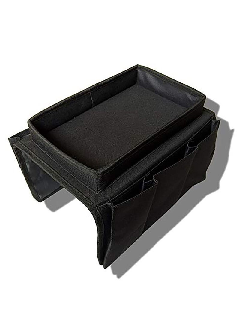 SYOSI SYOSI Sofa TV Remote Control Handset Holder Organiser Caddy, Couch Armrest Organizer with 6 Pockets, Hanging Storage Bag for Chairs Sofas Armchairs Desk (Black)  - Image 2