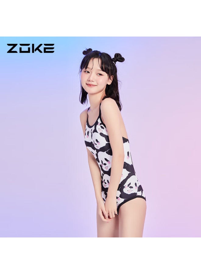ZOKE Zhouke Women's One-piece Triangle Swimsuit, Slimming Swimwear For Travel And Hot Springs, 123501120 Black And White Panda Floral, Size L - Image 4